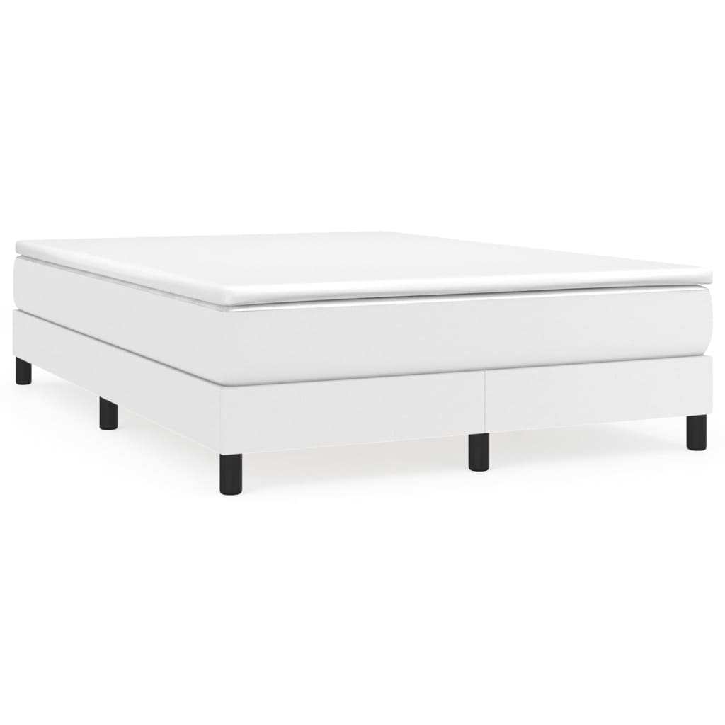 Lit à sommier tapissier avec matelas blanc 140x200 cm en similicuir
