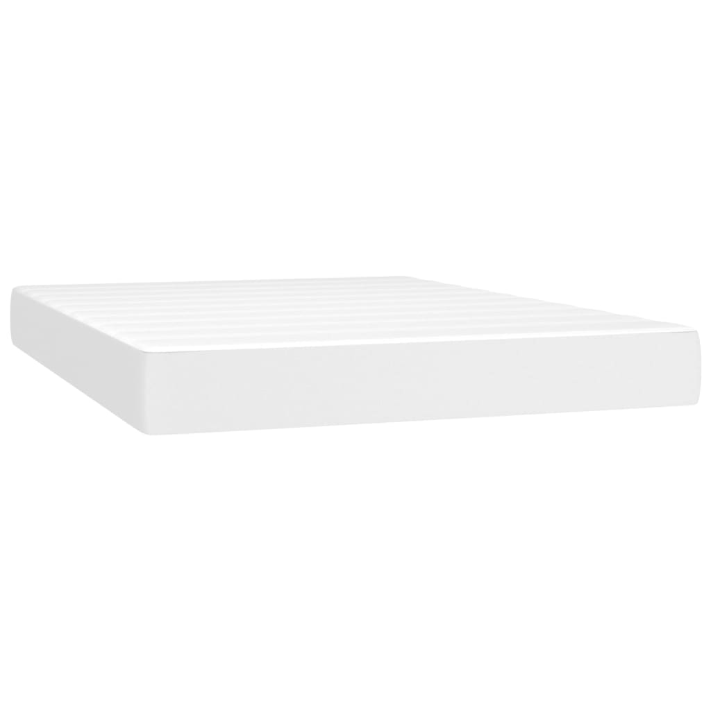 Lit à sommier tapissier avec matelas blanc 140x200 cm en similicuir