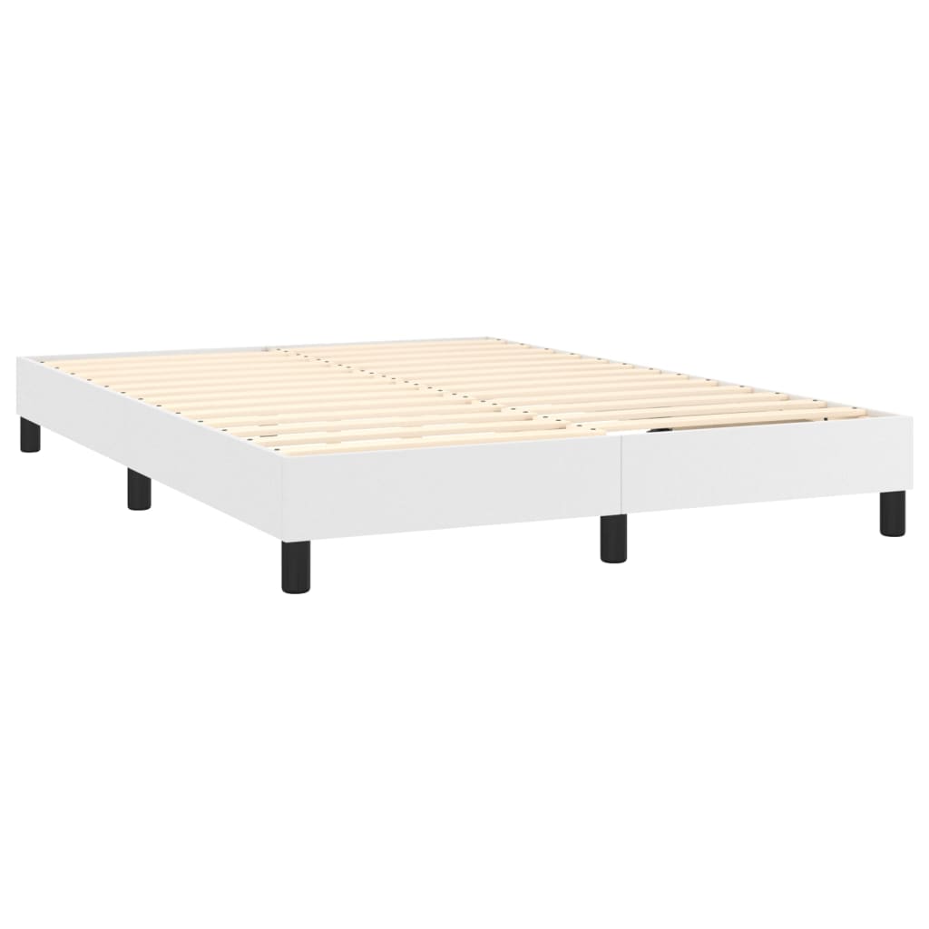 Lit à sommier tapissier avec matelas blanc 140x200 cm en similicuir