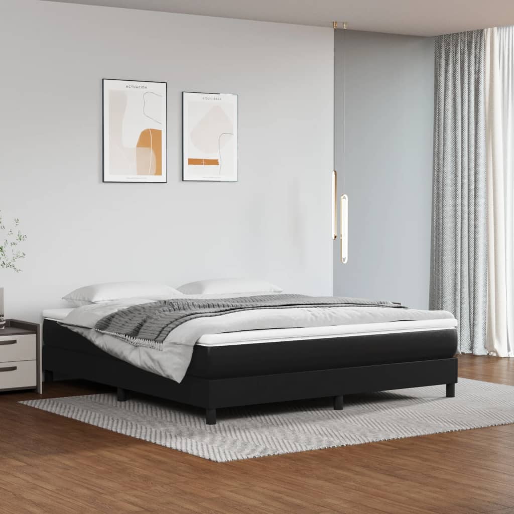 Box spring bed with mattress black 160x200 cm artificial leather