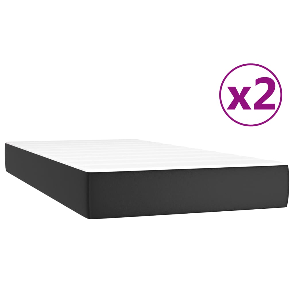 Sommier tapissier avec matelas noir 200x200 cm cuir artificiel