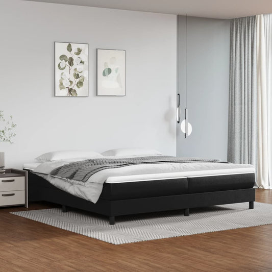 Sommier tapissier avec matelas noir 200x200 cm cuir artificiel