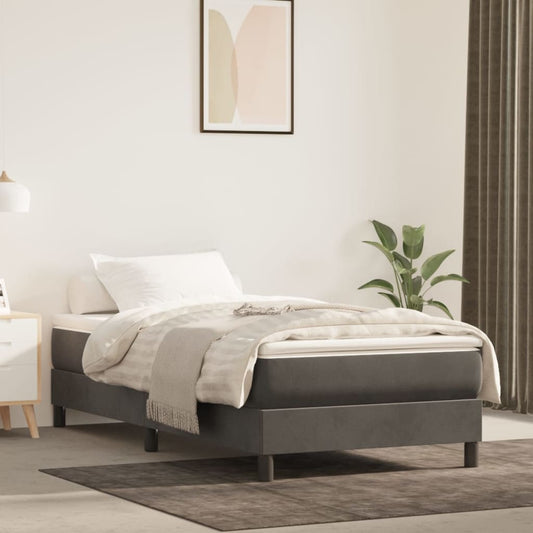 Sommier tapissier avec matelas gris foncé 100x200 cm velours