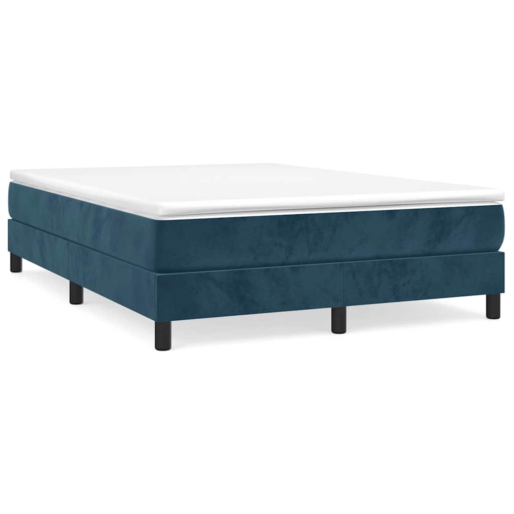 Boxspringbett mit Matratze Dunkelblau 140x190 cm Samt