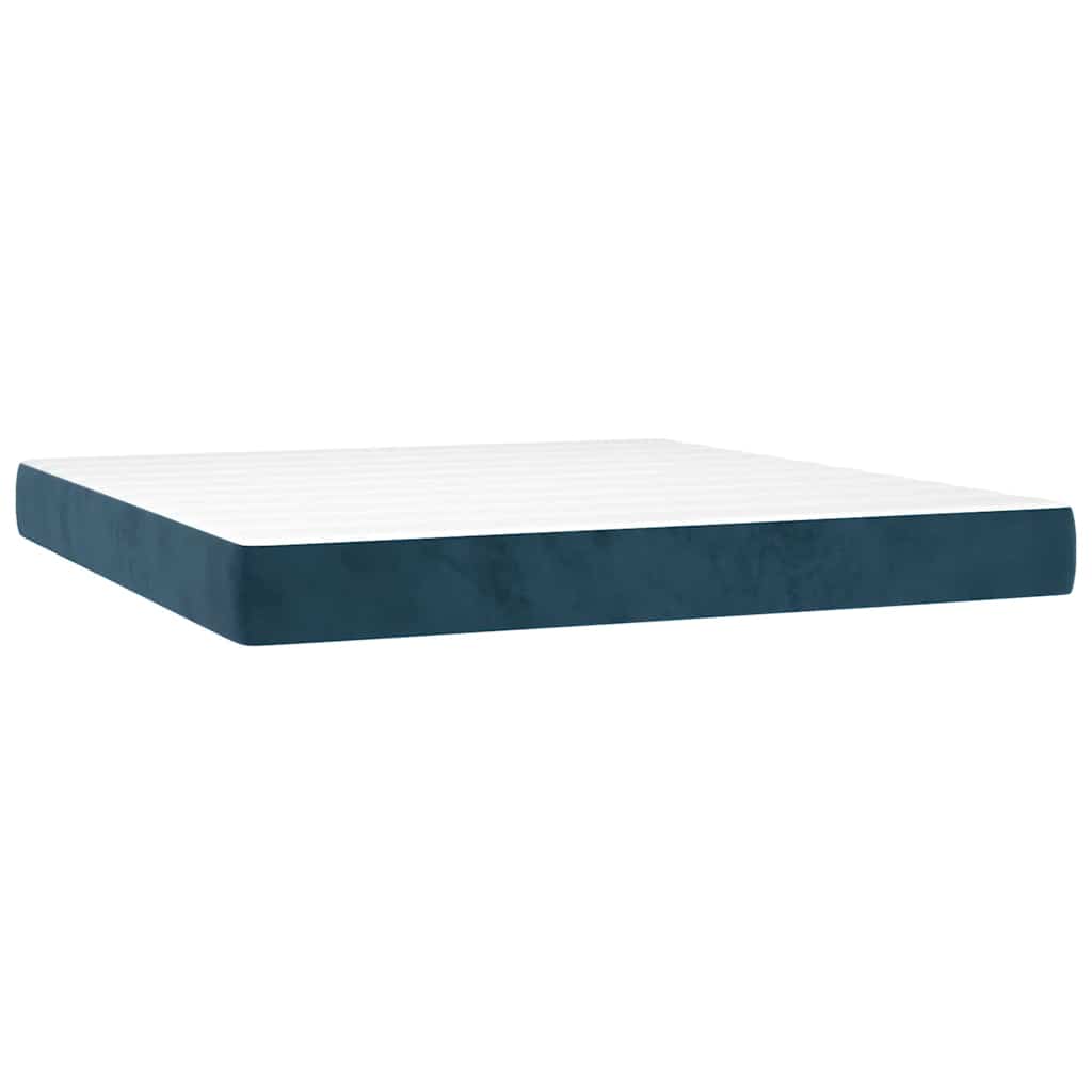 Boxspringbett mit Matratze Dunkelblau 160x200 cm Samt
