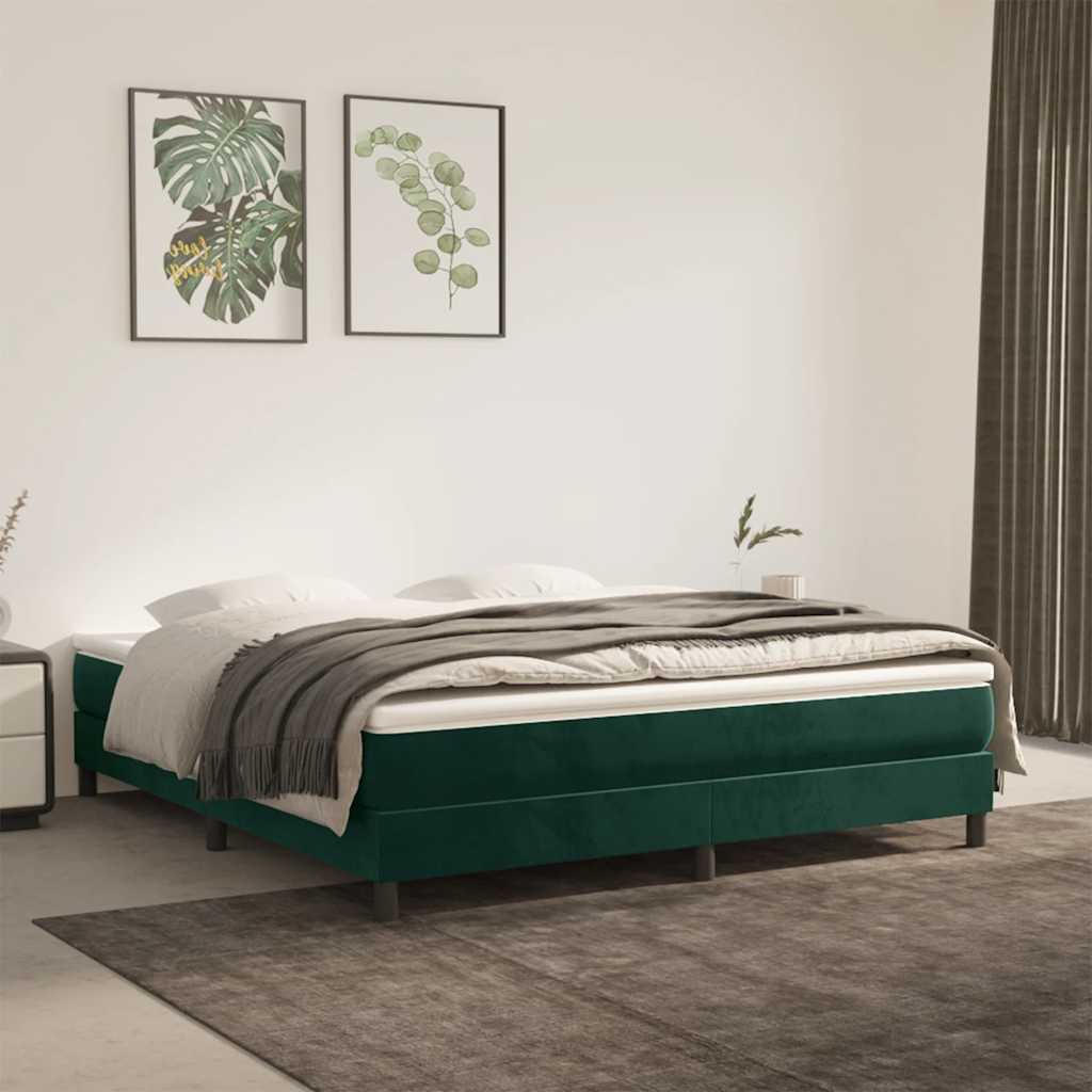 Boxspringbett mit Matratze Dunkelgrün 180x200 cm Samt