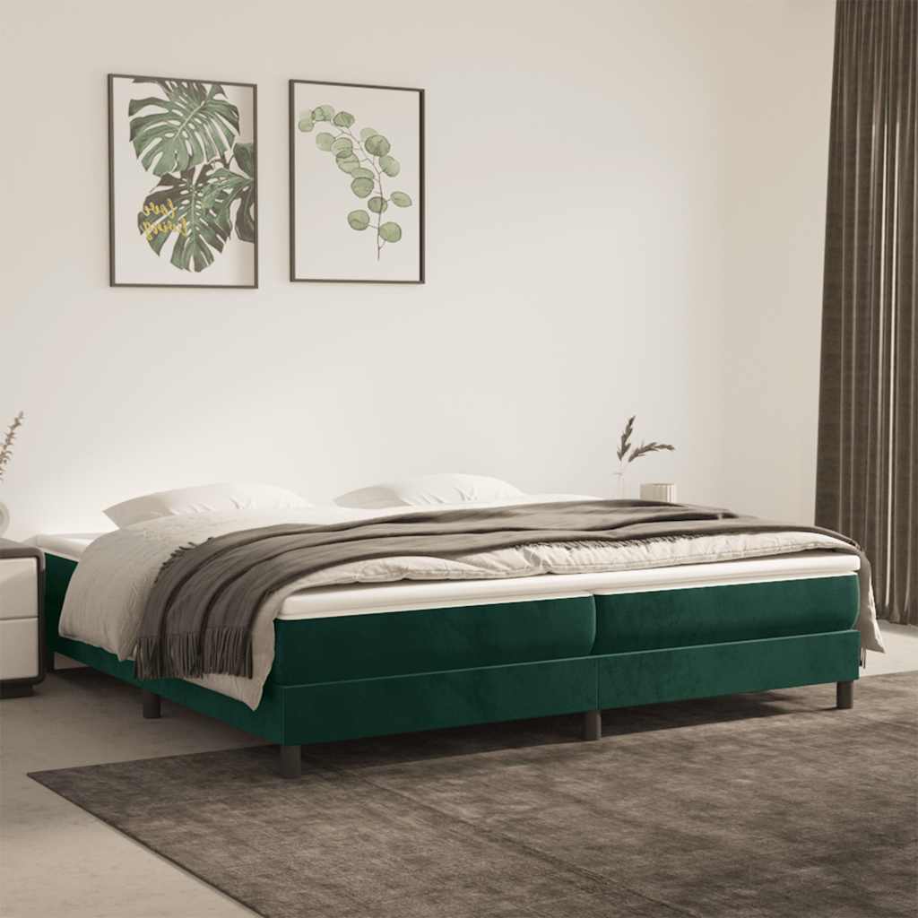 Boxspringbett mit Matratze Dunkelgrün 200x200 cm Samt
