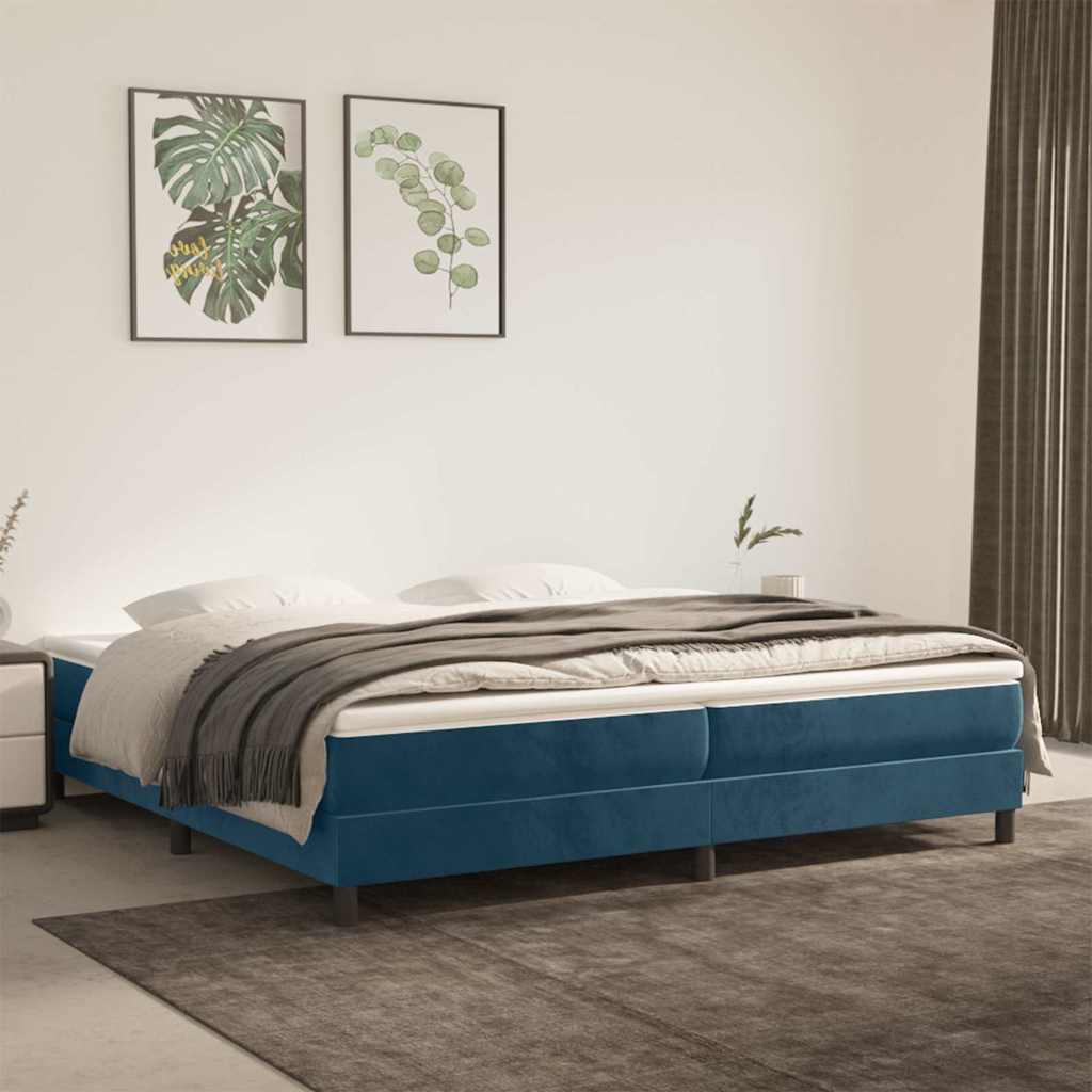 Boxspringbett mit Matratze Dunkelblau 200x200 cm Samt