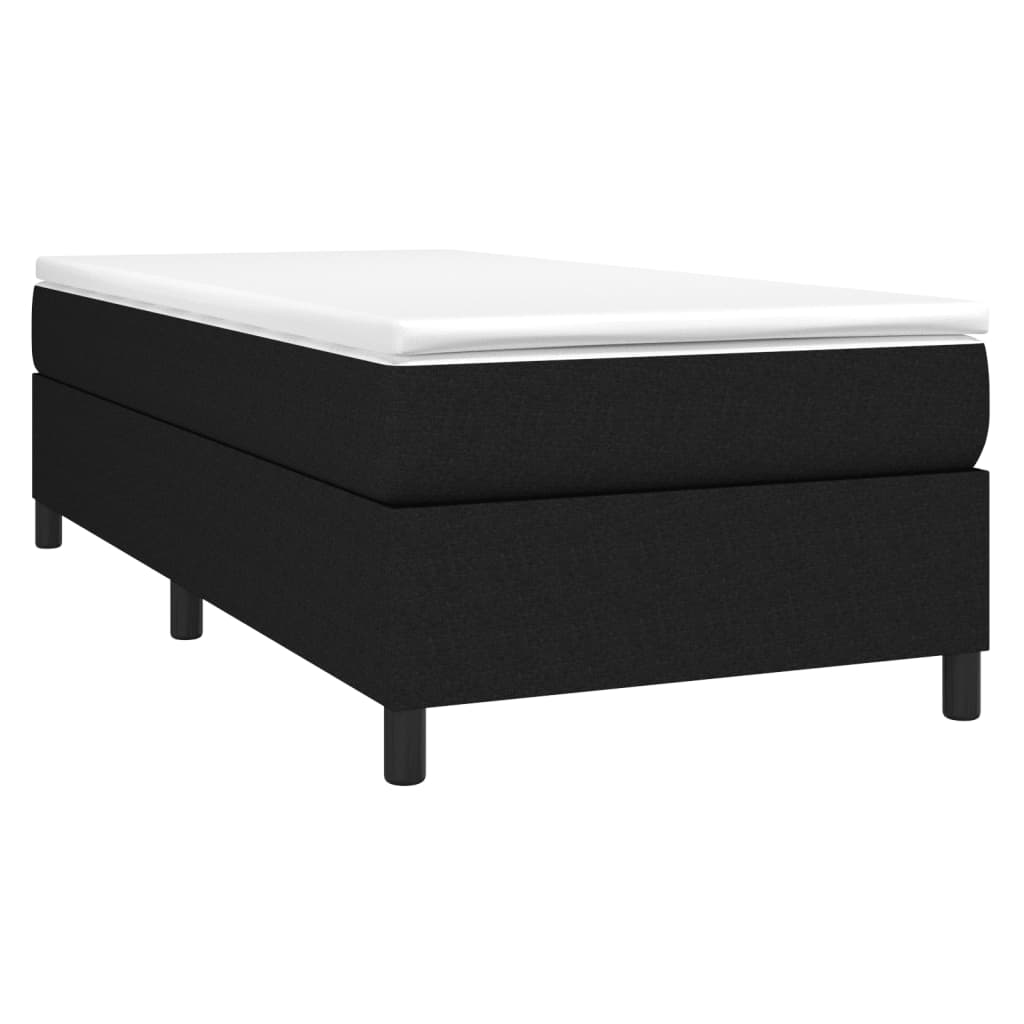 Lit à sommier tapissier avec matelas tissu noir 80x200 cm