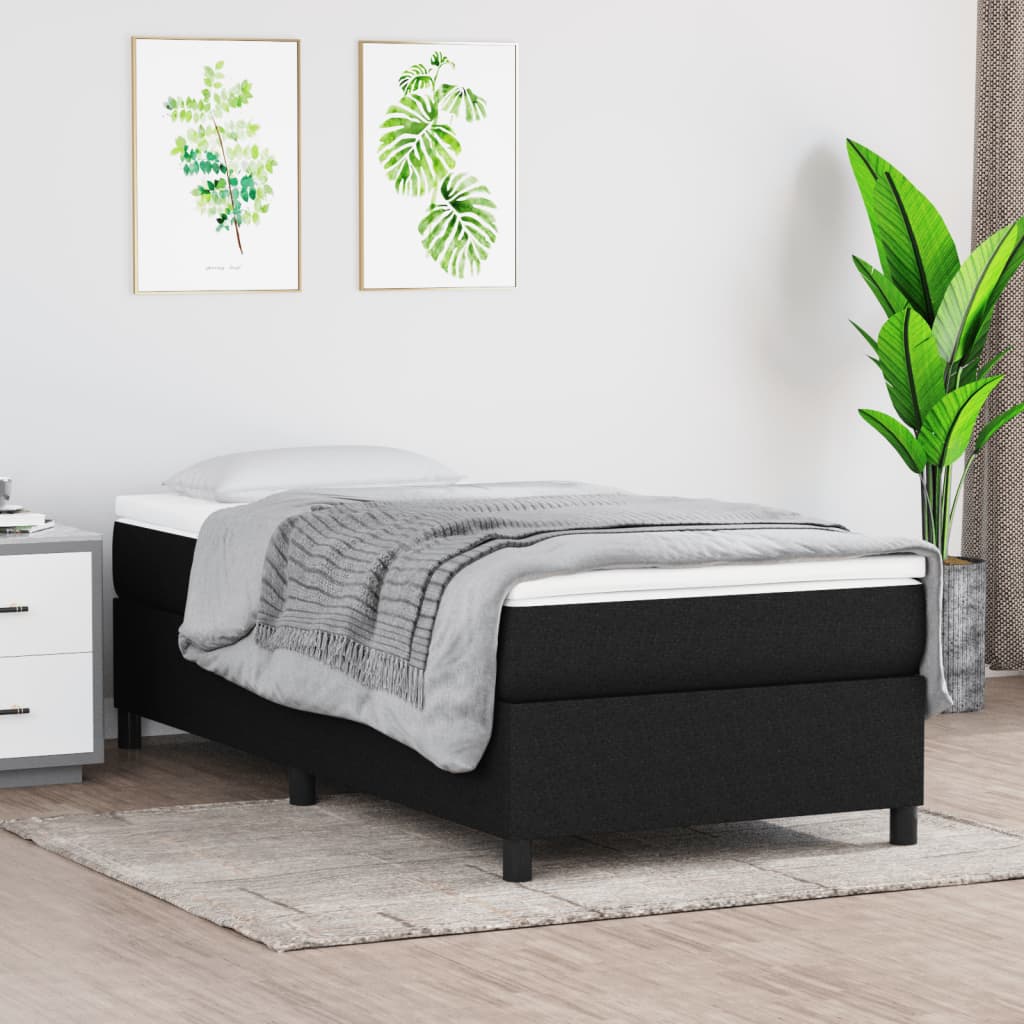 Lit à sommier tapissier avec matelas tissu noir 80x200 cm