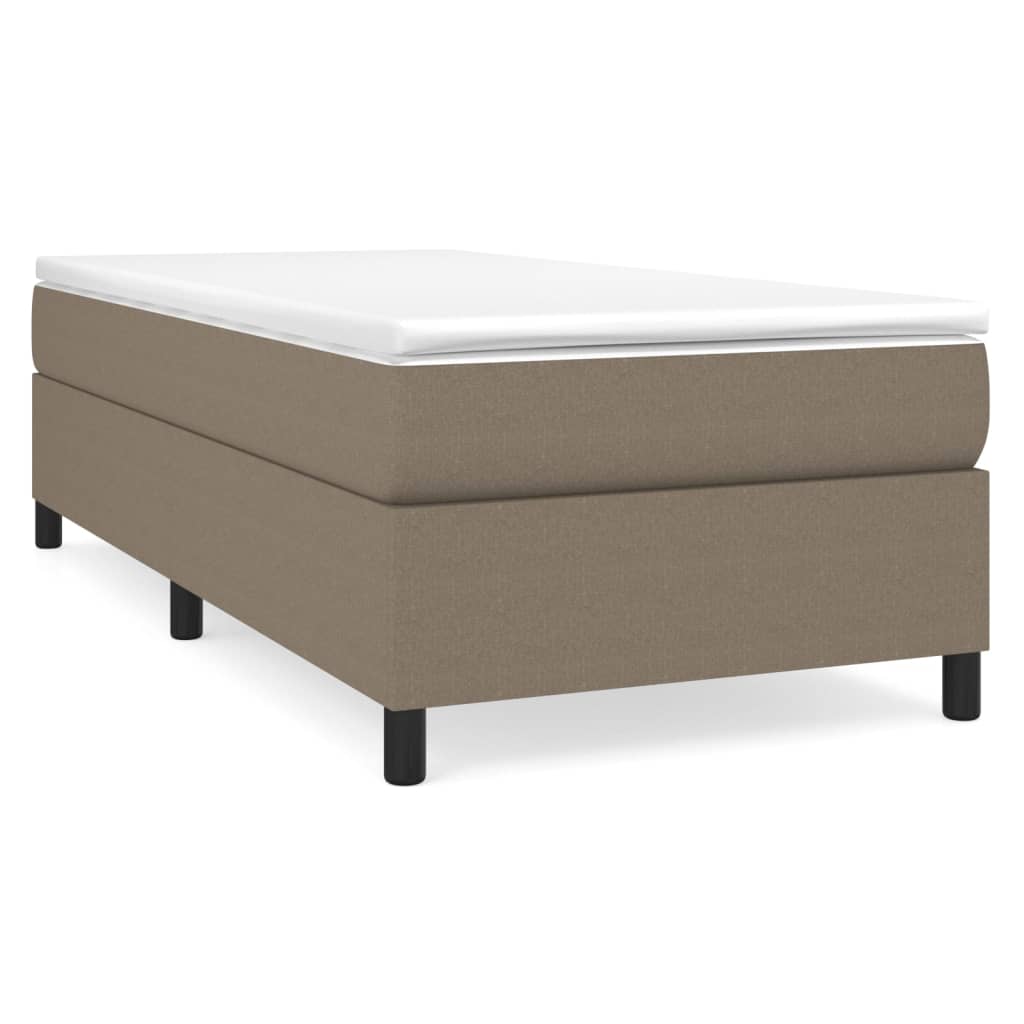 Lit sommier tapissier avec matelas tissu taupe 90x190 cm