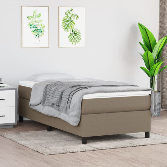 Box spring bed with mattress taupe 90x190 cm fabric