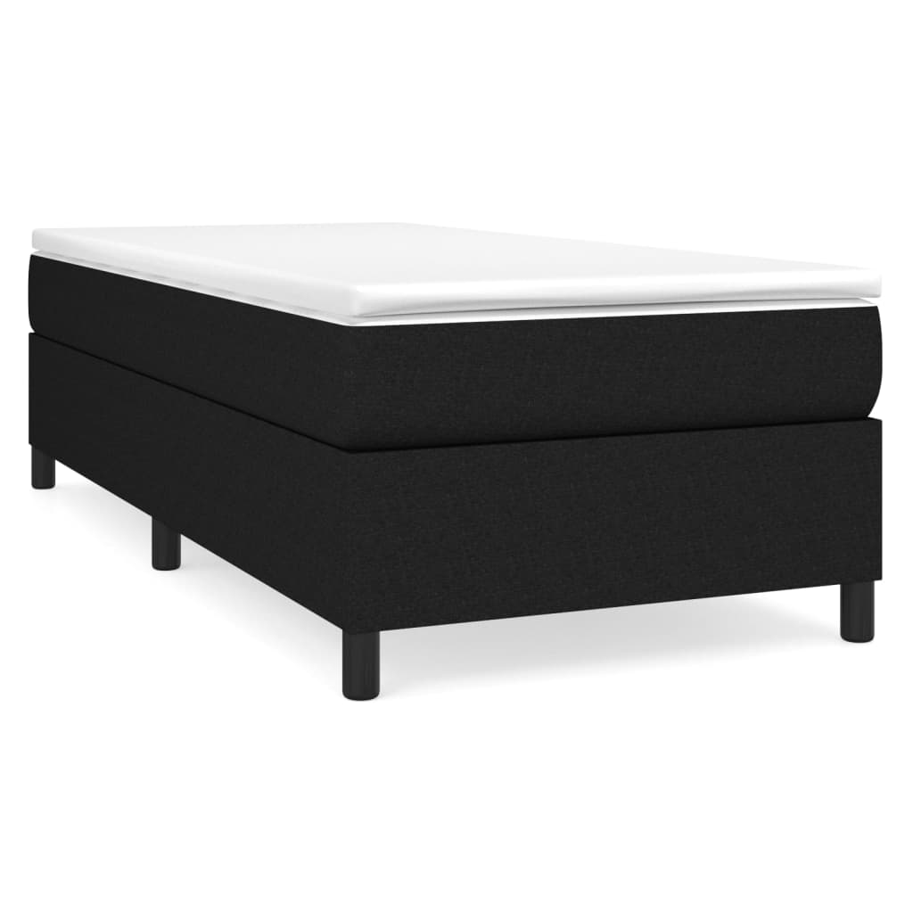 Lit à sommier tapissier avec matelas tissu noir 90x200 cm
