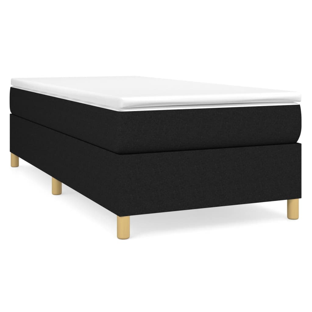 Lit à sommier tapissier avec matelas tissu noir 80x200 cm