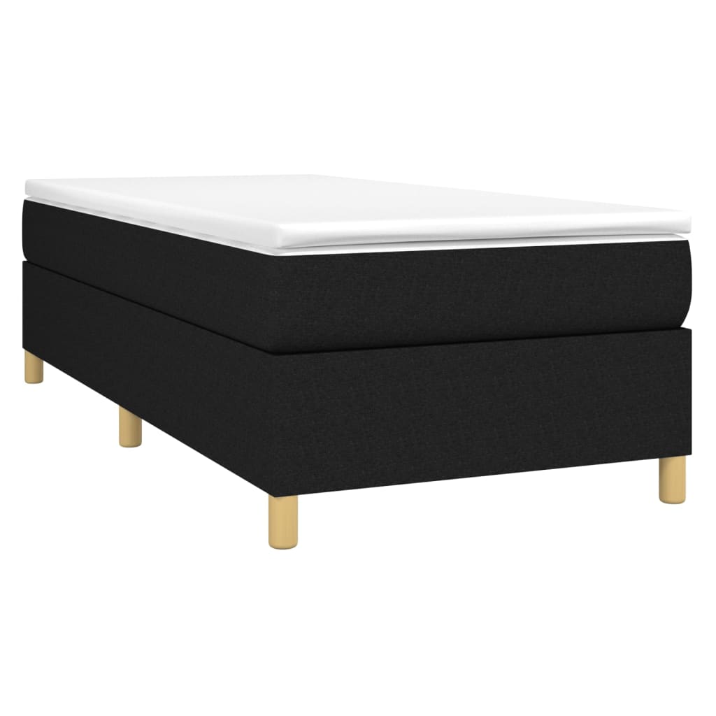 Lit à sommier tapissier avec matelas tissu noir 80x200 cm