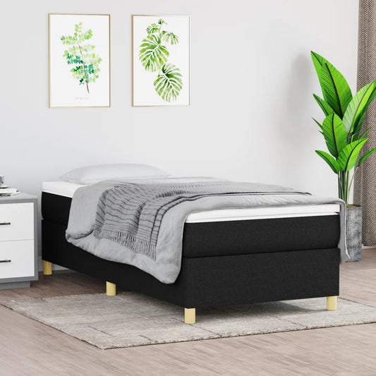 Lit à sommier tapissier avec matelas tissu noir 80x200 cm