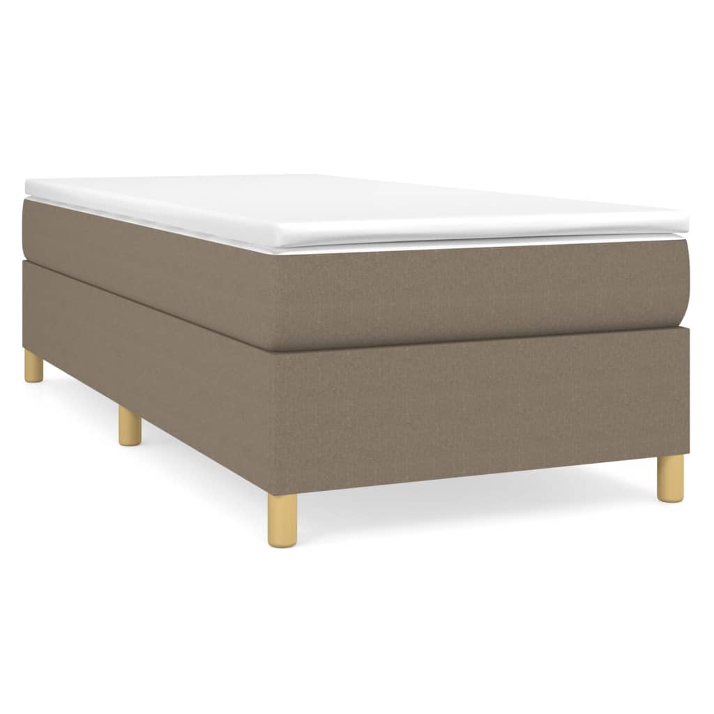 Lit sommier tapissier avec matelas tissu taupe 80x200 cm