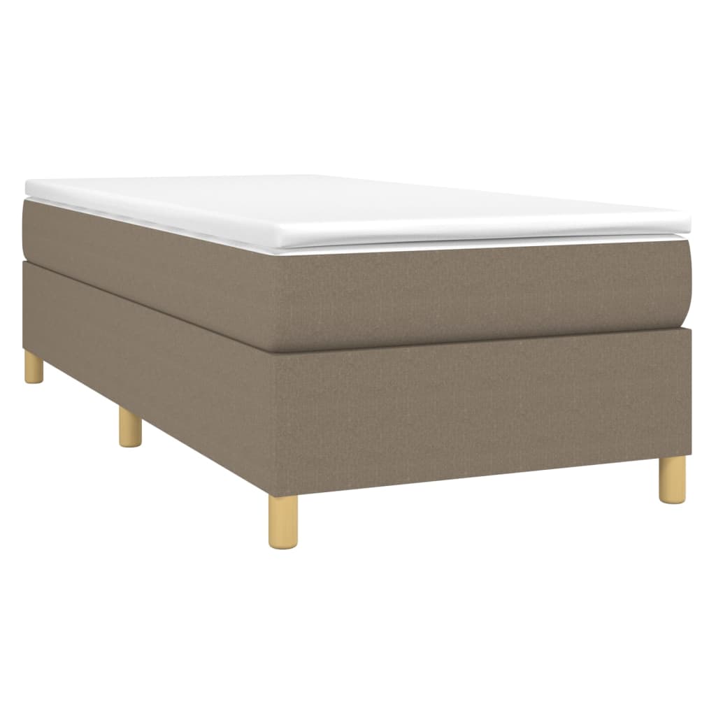 Lit sommier tapissier avec matelas tissu taupe 80x200 cm