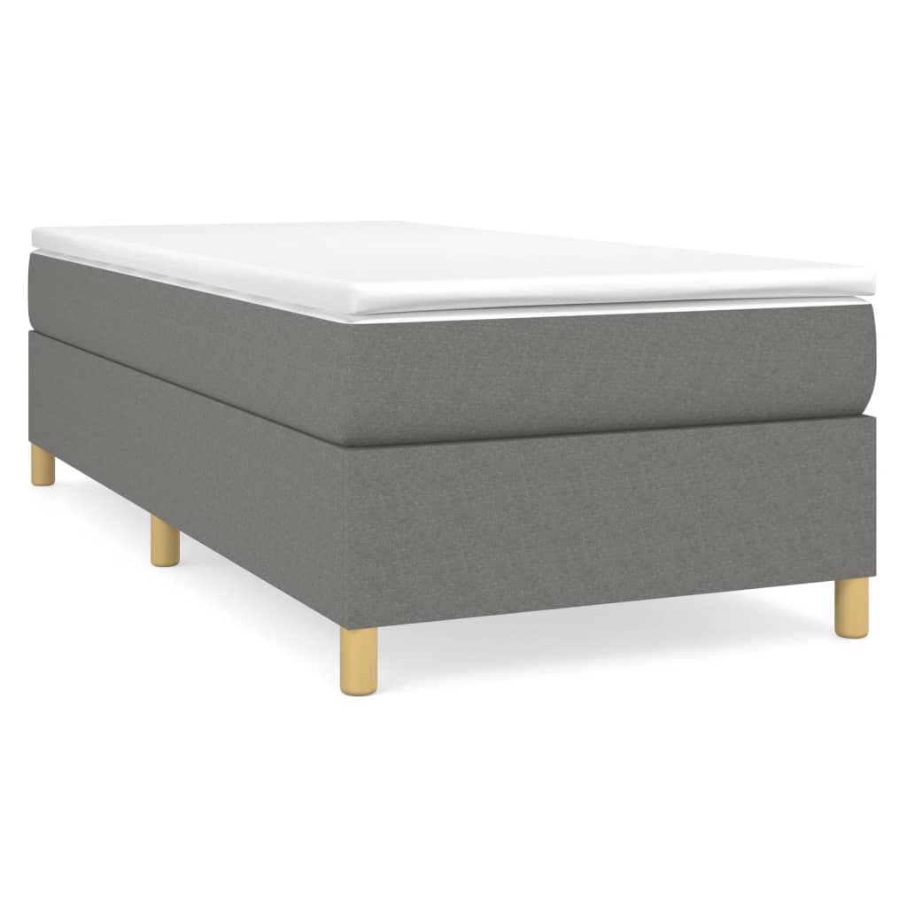 Lit sommier tapissier avec matelas tissu gris foncé 100x200 cm