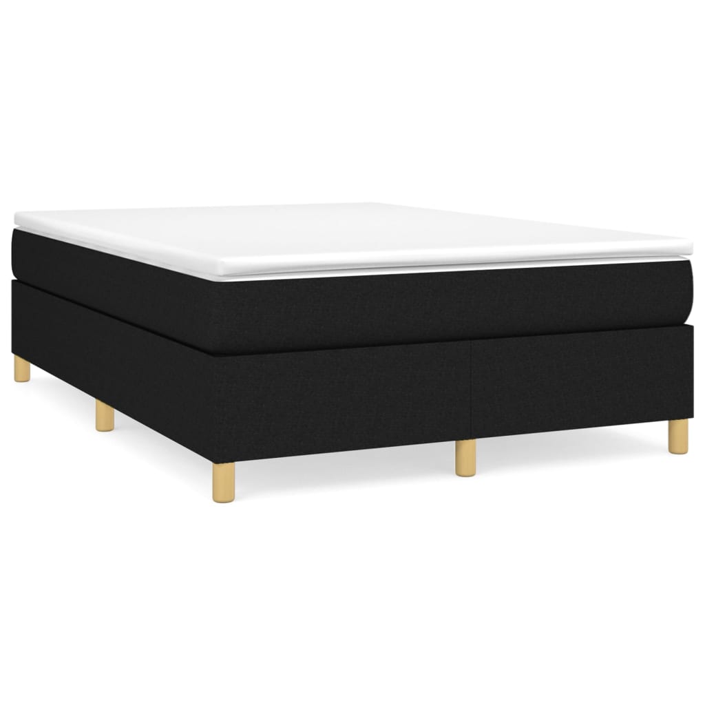 Lit à sommier tapissier avec matelas en tissu noir 140x190 cm