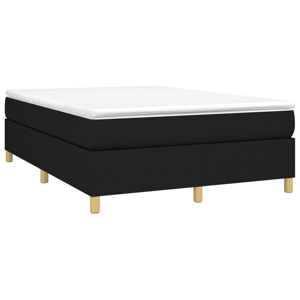 Lit à sommier tapissier avec matelas en tissu noir 140x190 cm