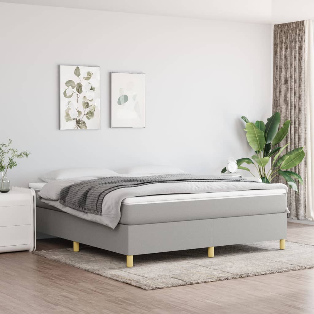 Boxspringbett mit Matratze Hellgrau 180x200 cm Stoff