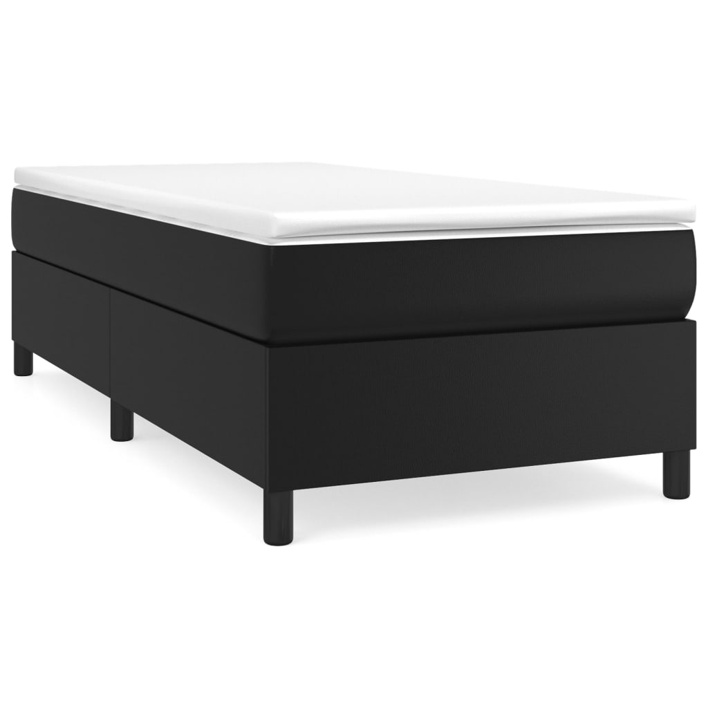 Lit à sommier tapissier avec matelas noir 90x190 cm en similicuir