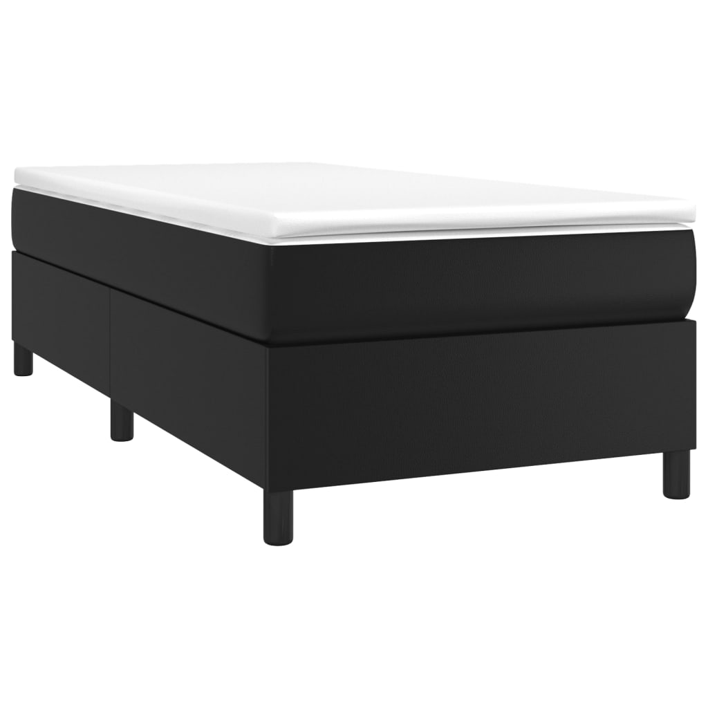 Lit à sommier tapissier avec matelas noir 90x190 cm en similicuir