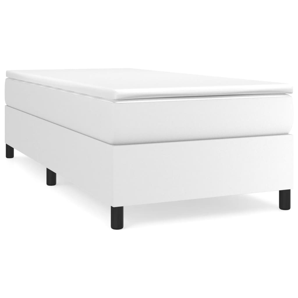 Boxspringbett mit Matratze Weiß 90x190 cm Kunstleder
