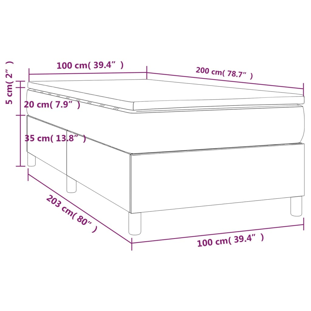 Boxspringbett Matratze Cappuccino-Braun 100x200cm Kunstleder