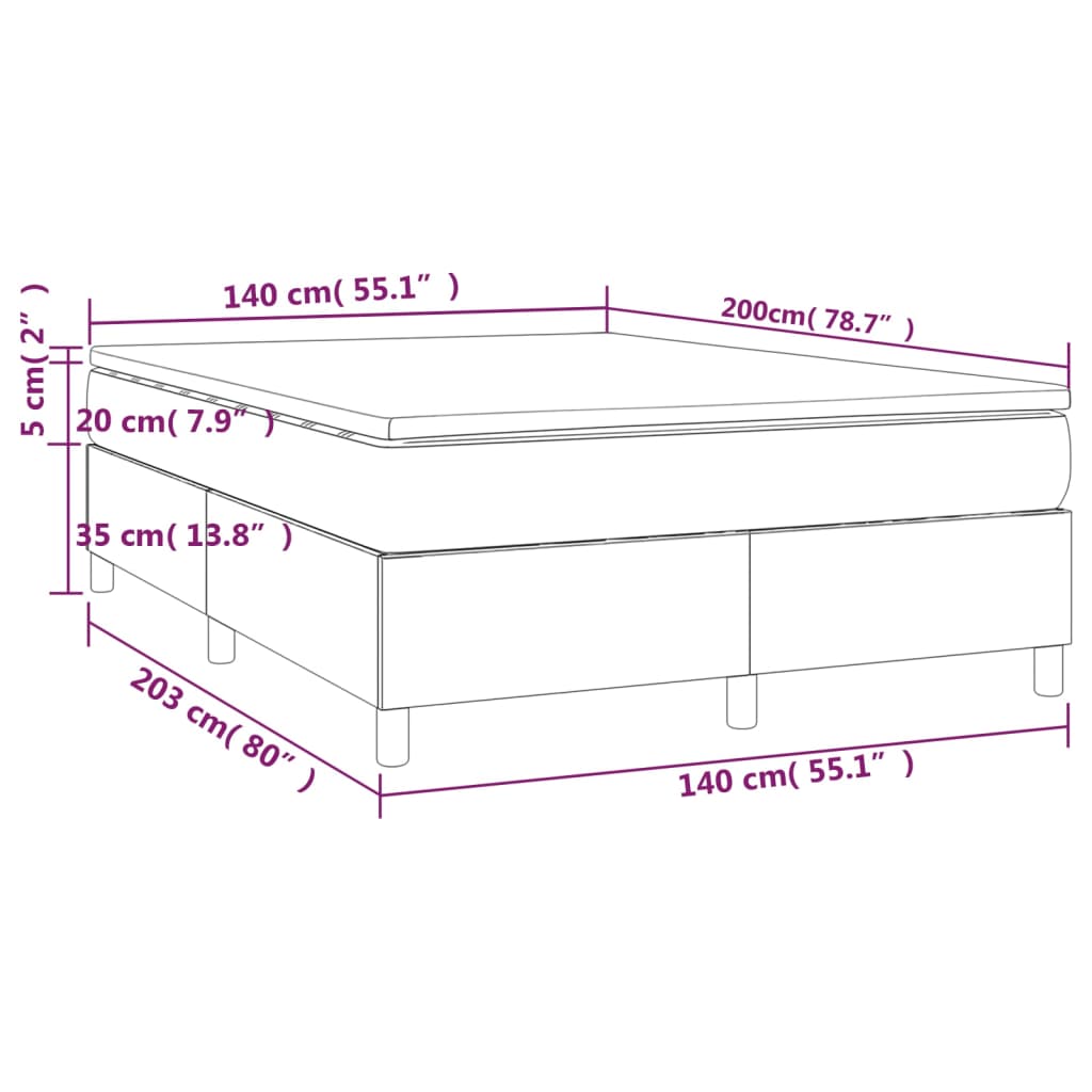 Boxspringbett mit Matratze Schwarz 140x200 cm Kunstleder