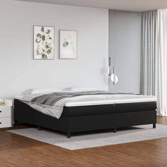 Lit à sommier tapissier avec matelas noir 200x200 cm en similicuir
