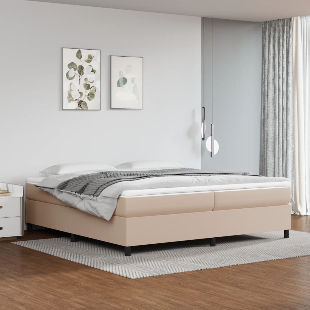 Matelas à sommier tapissier cappuccino-marron 200x200cm cuir artificiel