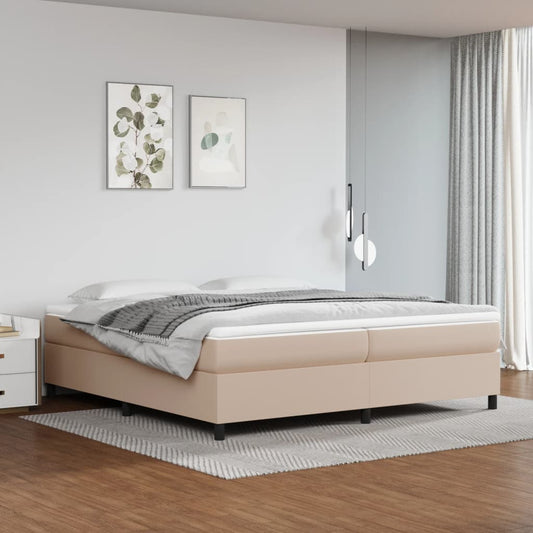 Matelas à sommier tapissier cappuccino-marron 200x200cm cuir artificiel