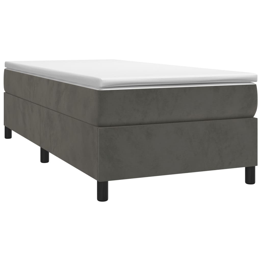 Sommier tapissier avec matelas gris foncé 100x200 cm velours