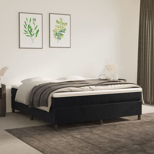 Box spring bed with mattress black 160x200 cm velvet