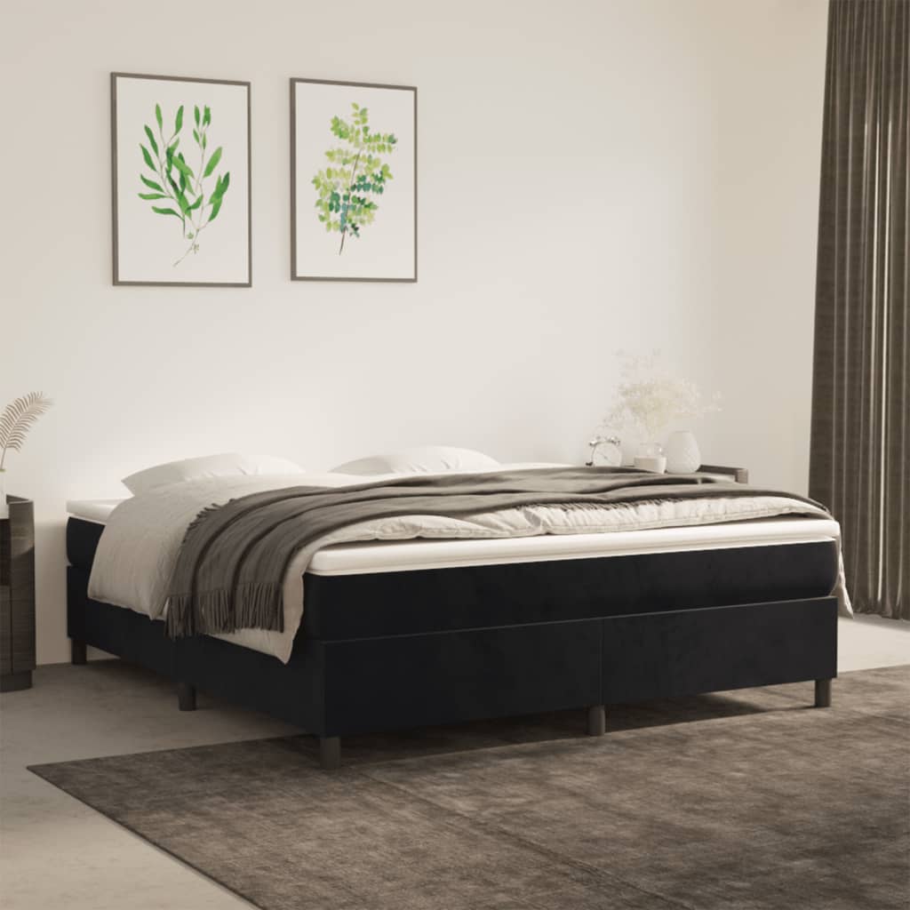 Boxspringbett mit Matratze Schwarz 180x200 cm Samt