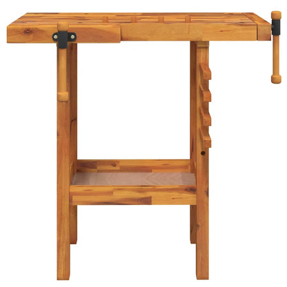 Werkbank mit Schraubstöcken 92x48x83 cm Massivholz Akazie