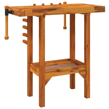 Werkbank mit Schraubstöcken 92x48x83 cm Massivholz Akazie