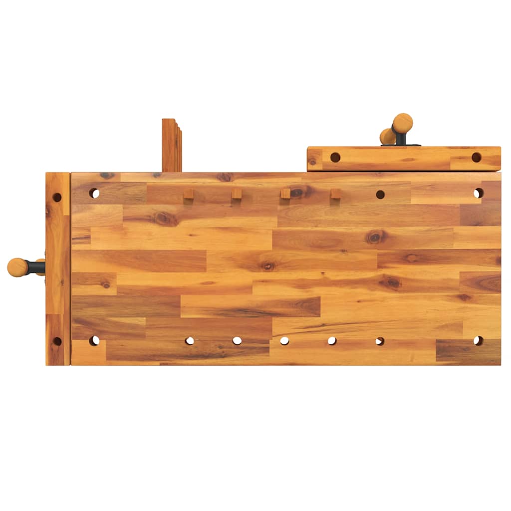 Werkbank mit Schraubstöcken 92x48x83 cm Massivholz Akazie
