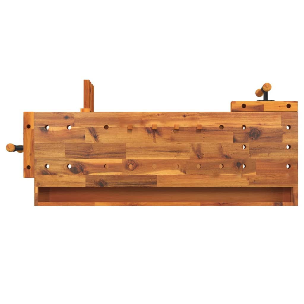 Werkbank mit Schublade und Schraubstöcken 124 x 52 x 83 cm Massivholz Akazie