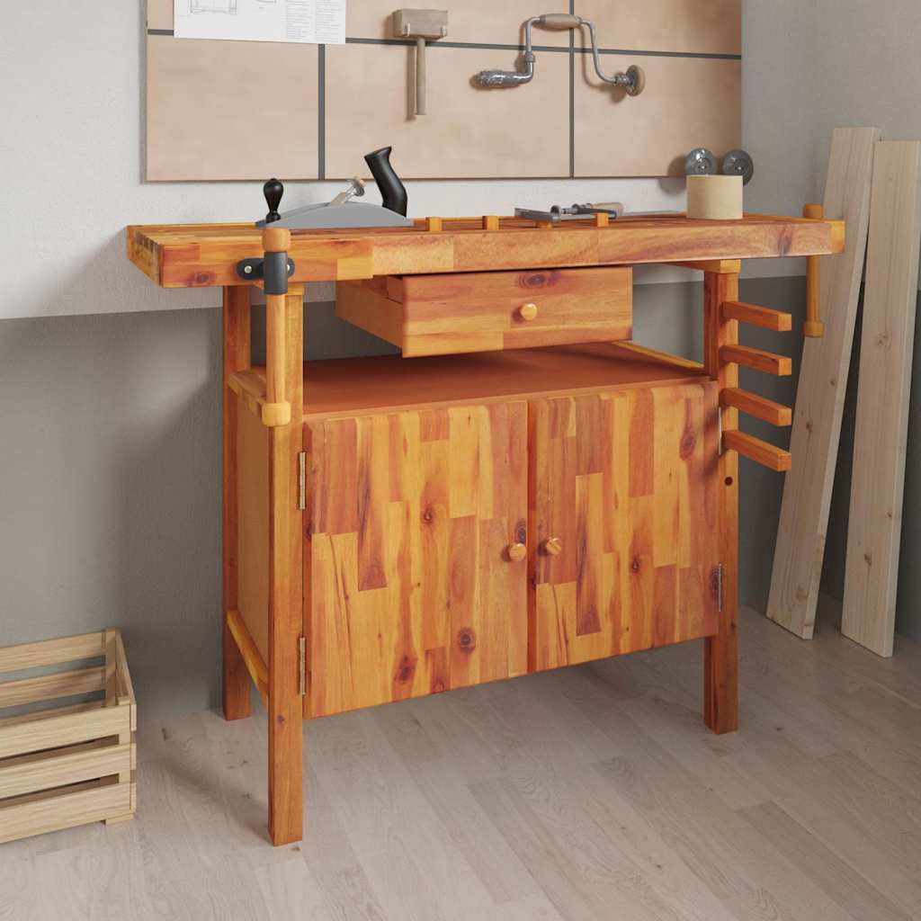 Werkbank mit Schublade und Schraubstöcken 124x52x83 cm