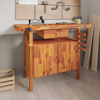 Werkbank mit Schublade und Schraubstöcken 124x52x83 cm