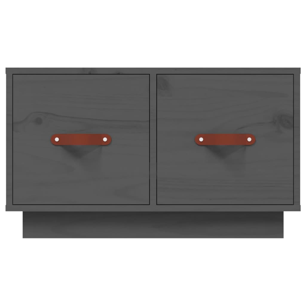 Table basse grise 60x53x35 cm en bois de pin massif