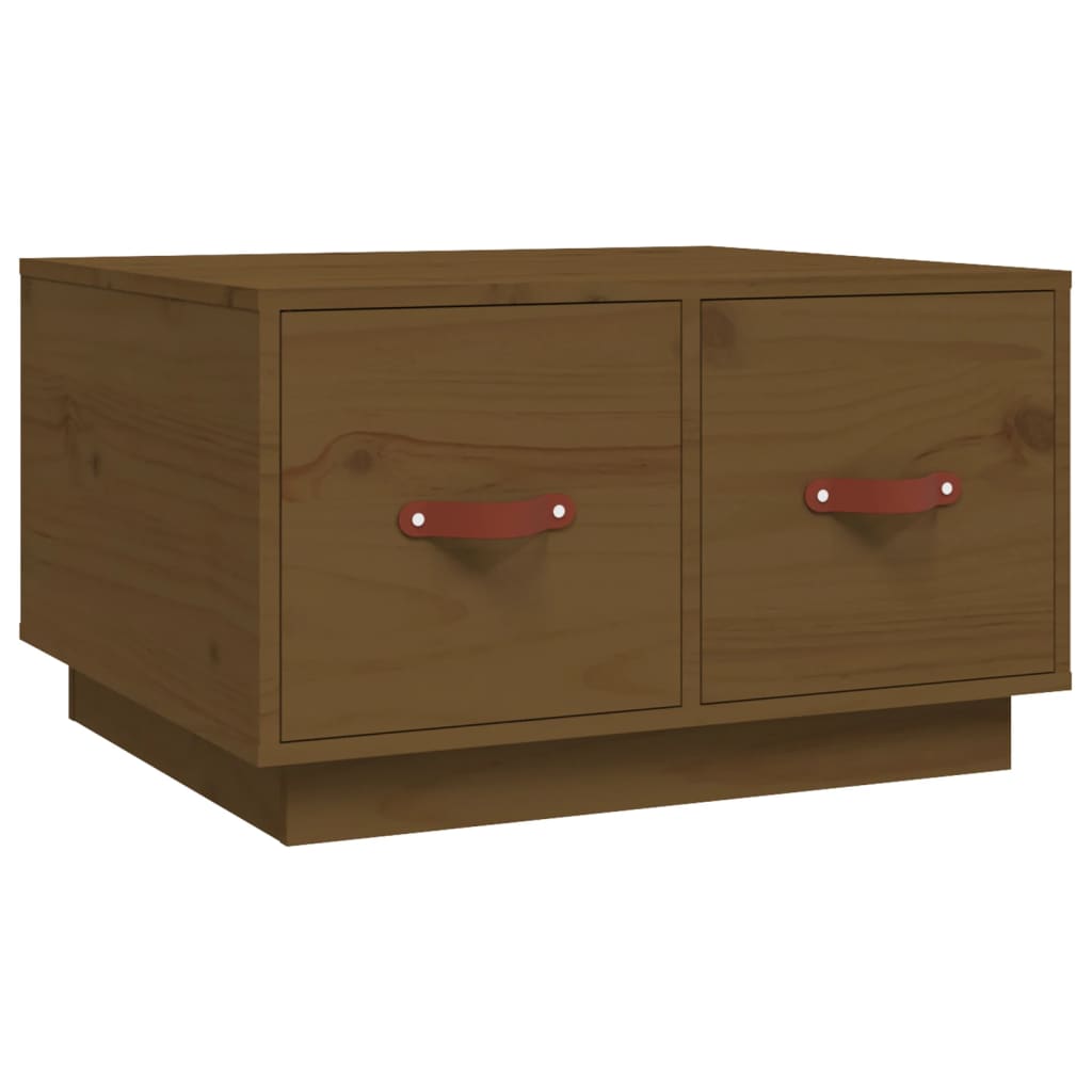 Table basse marron miel 60x53x35 cm en bois de pin massif