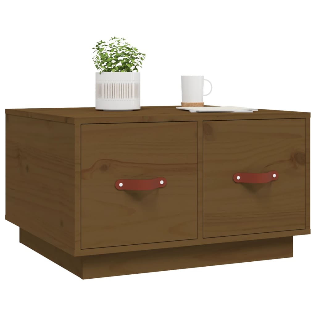 Table basse marron miel 60x53x35 cm en bois de pin massif