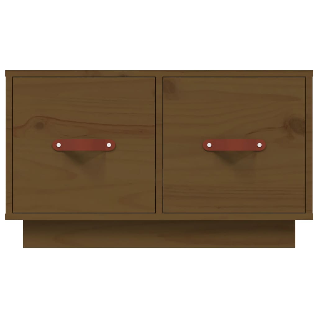 Table basse marron miel 60x53x35 cm en bois de pin massif