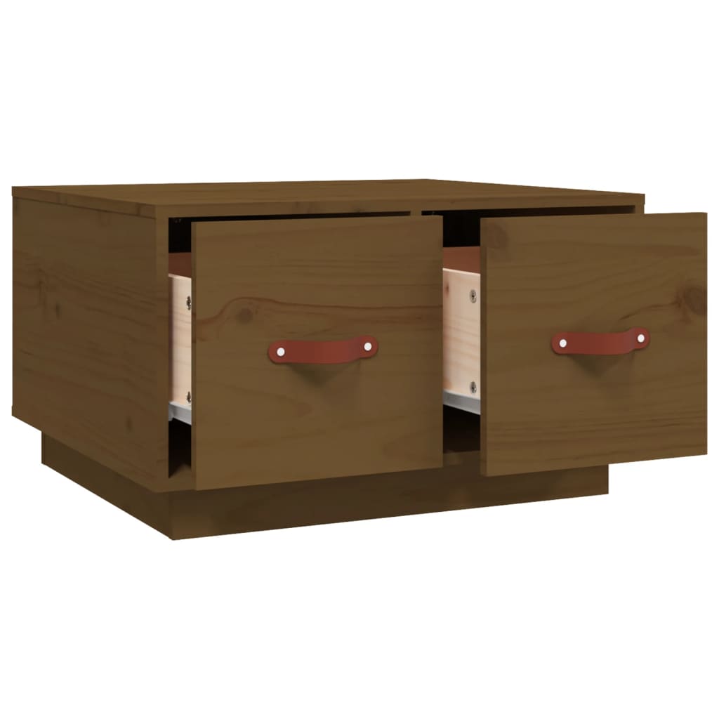 Table basse marron miel 60x53x35 cm en bois de pin massif