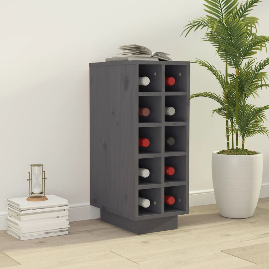 Weinregal Grau 23x34x61 cm Massivholz Kiefer
