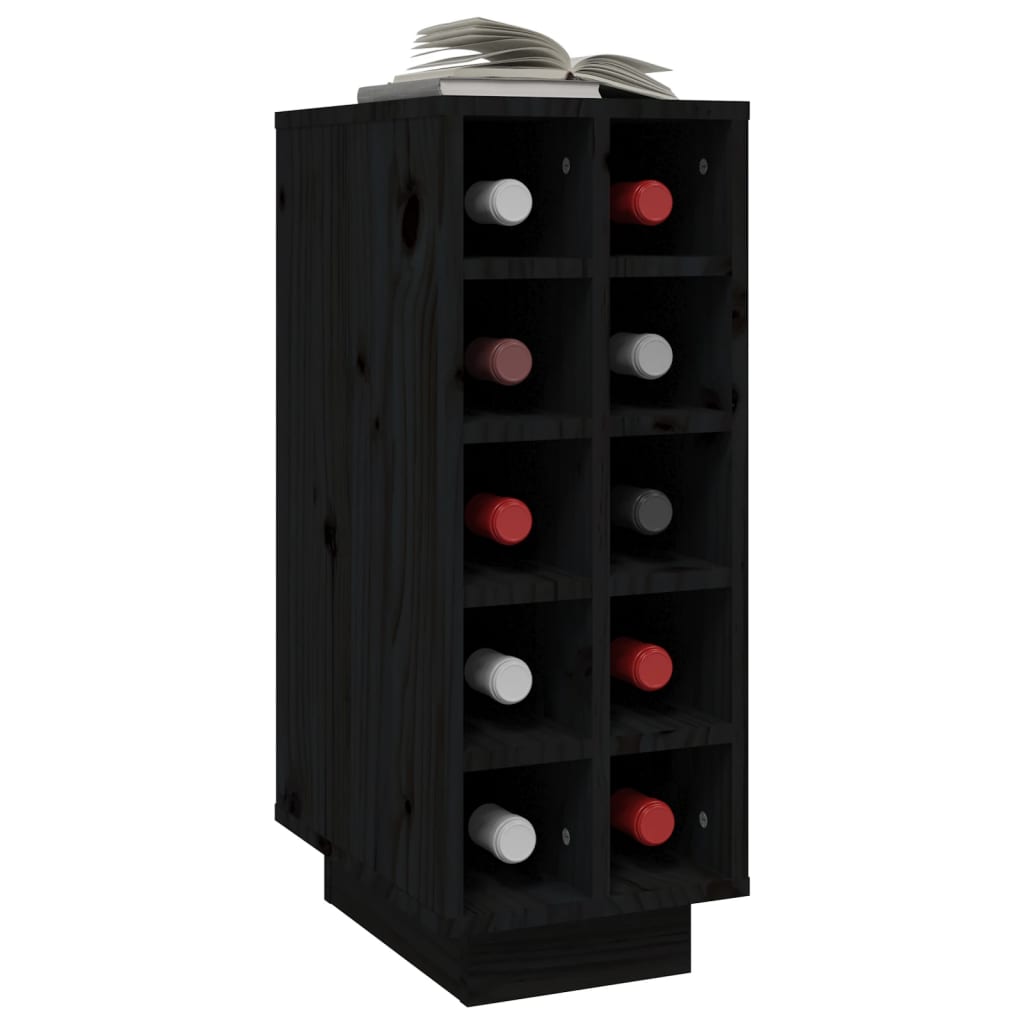 Weinregal Schwarz 23x34x61 cm Massivholz Kiefer